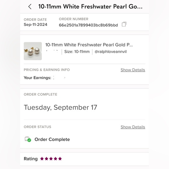 9-10mm White Freshwater Pearl Gold Plated Stud Earrings - Picture 8 of 9